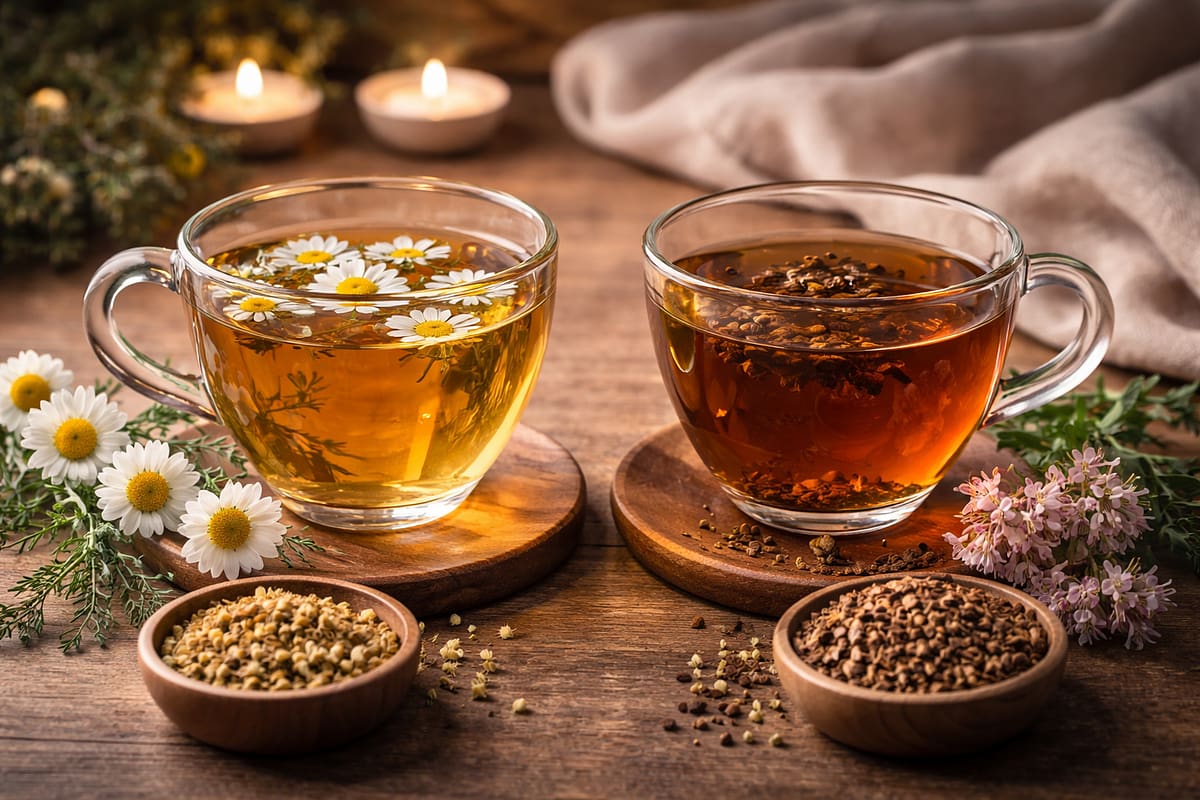 chá de camomila vs valeriana